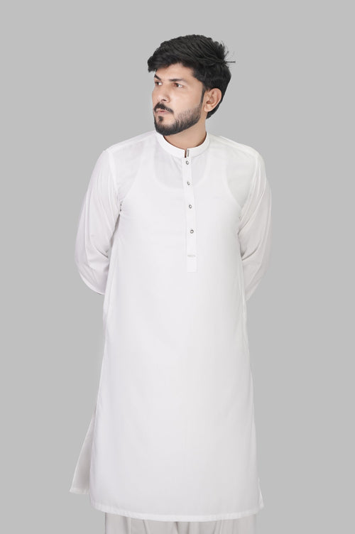 Elegant White Men's Kurta – Soft Blended Fabric Grace One Tailors