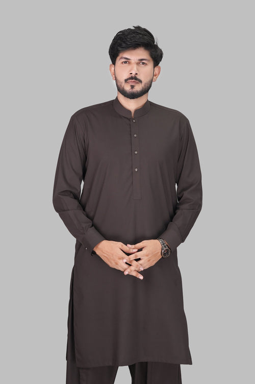 Premium Dark Chocolate Brown Shalwar Kameez – Wash & Wear Grace One Tailors