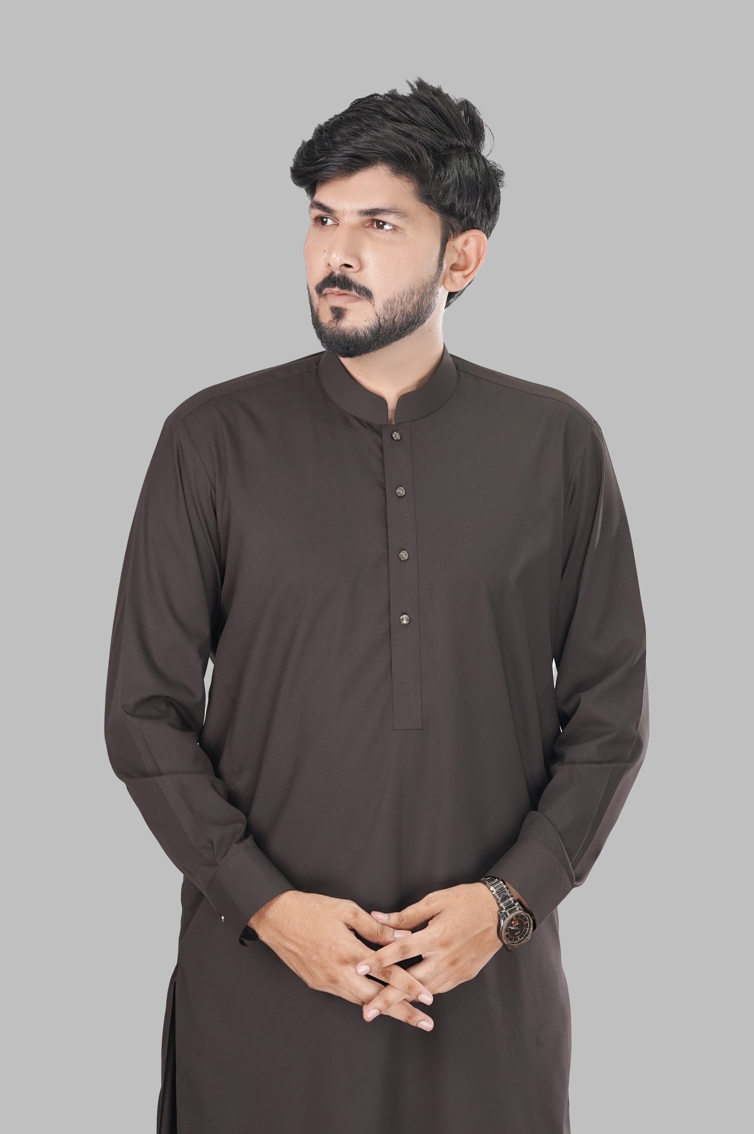 Premium Dark Chocolate Brown Shalwar Kameez – Wash & Wear Grace One Tailors